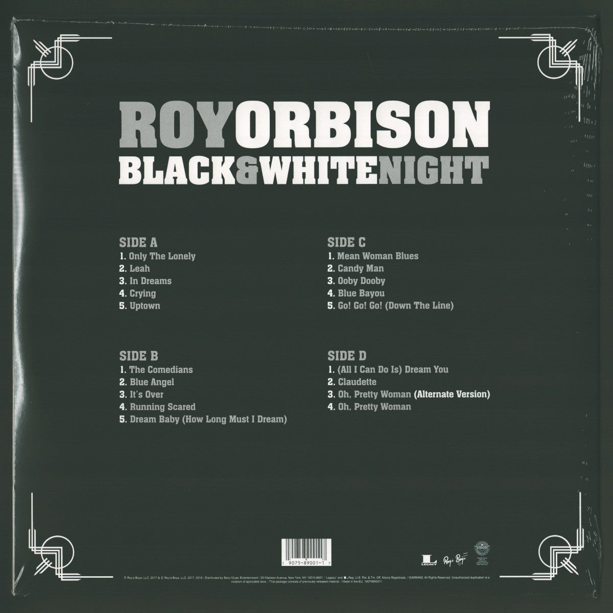 Back Cover: Roy Orbison – Black & White Night 30 Vinyl LP | Relix