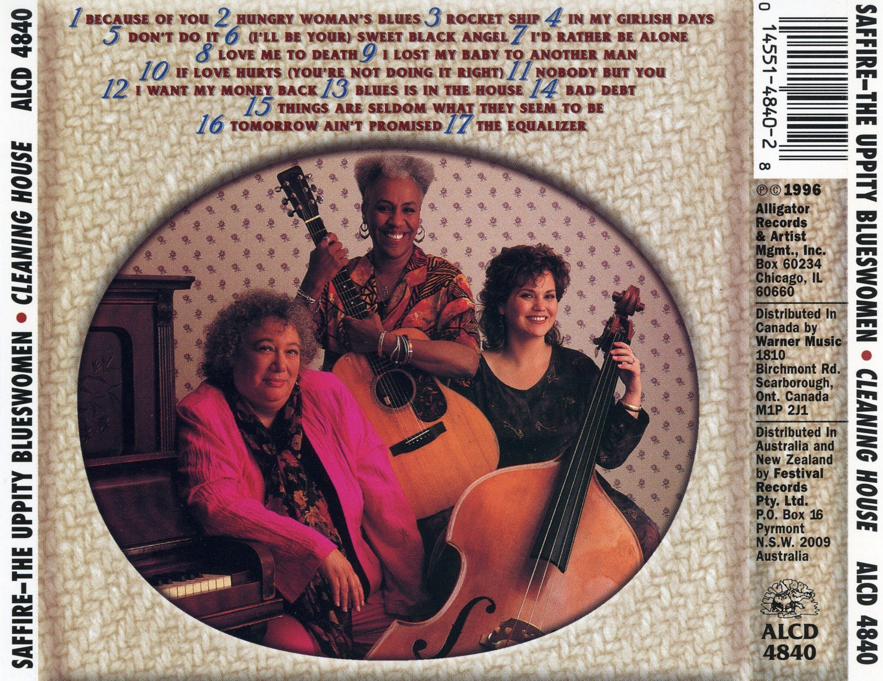 Back Cover: Saffire- The Uppity Blues Women – Cleaning House CD | Relix