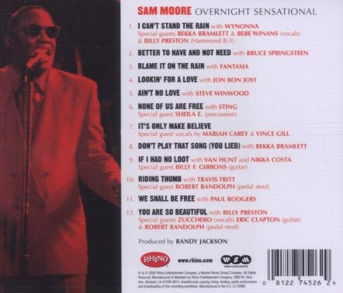 Back Cover: Sam Moore – Overnight Sensational CD | Relix