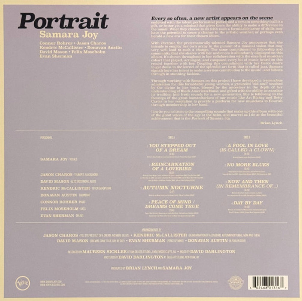 Back Cover: Samara Joy – Portrait Vinyl LP | Relix