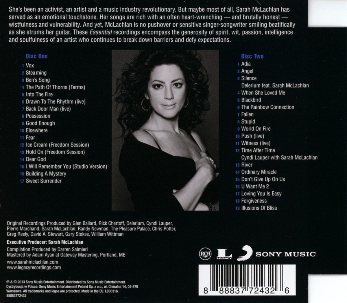 Back Cover: Sarah McLachlan – The Essential Sarah Mclachlan CD | Relix