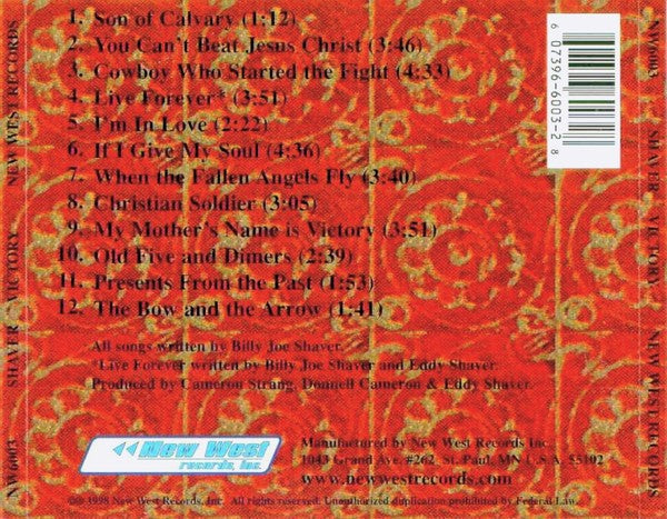 Back Cover: Shaver – Victory CD | Relix