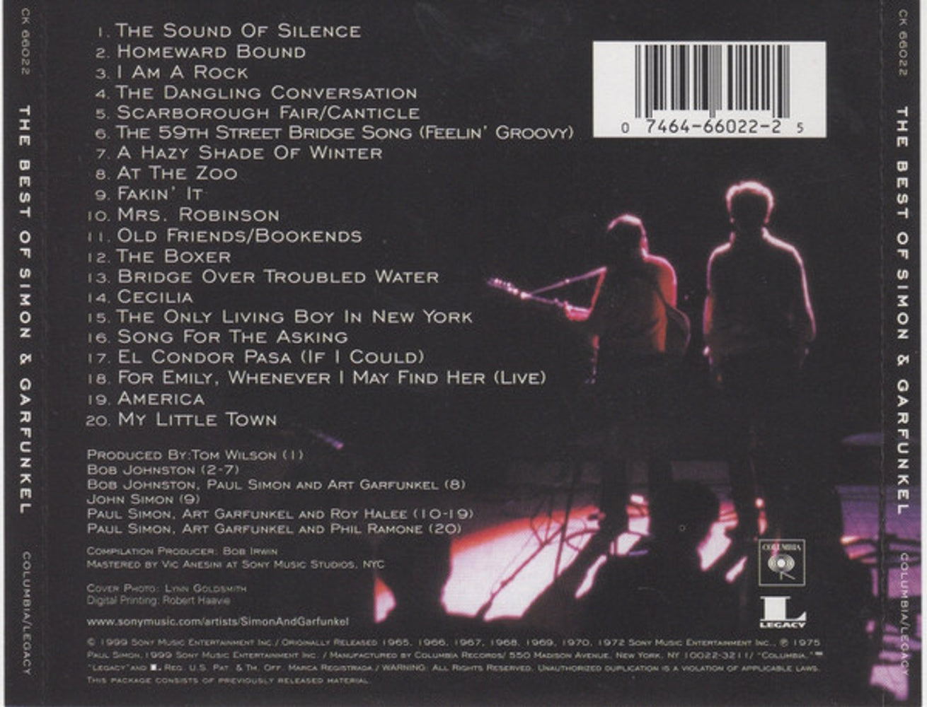Back Cover: Simon & Garfunkel – The Best Of Simon & Garfunkel CD | Relix