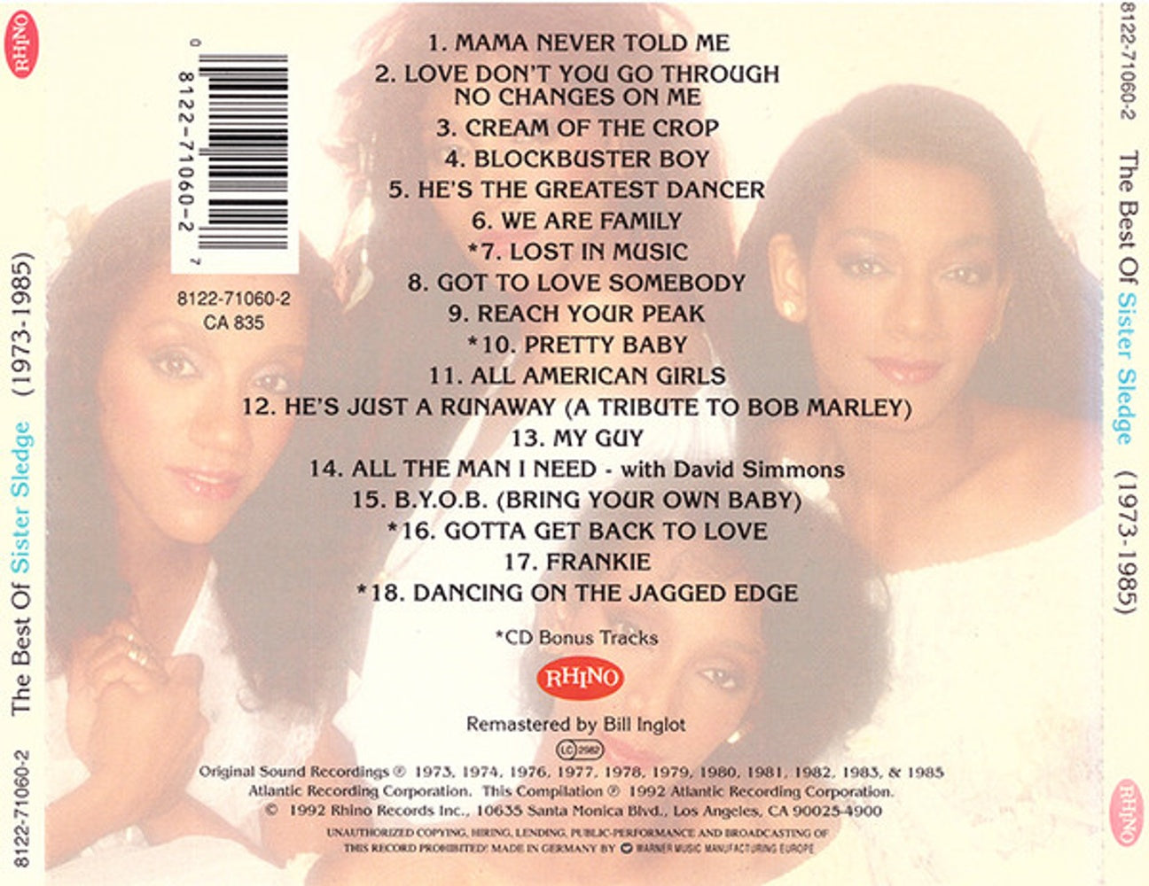 Back Cover: Sister Sledge – Best of 1973-1985 CD | Relix