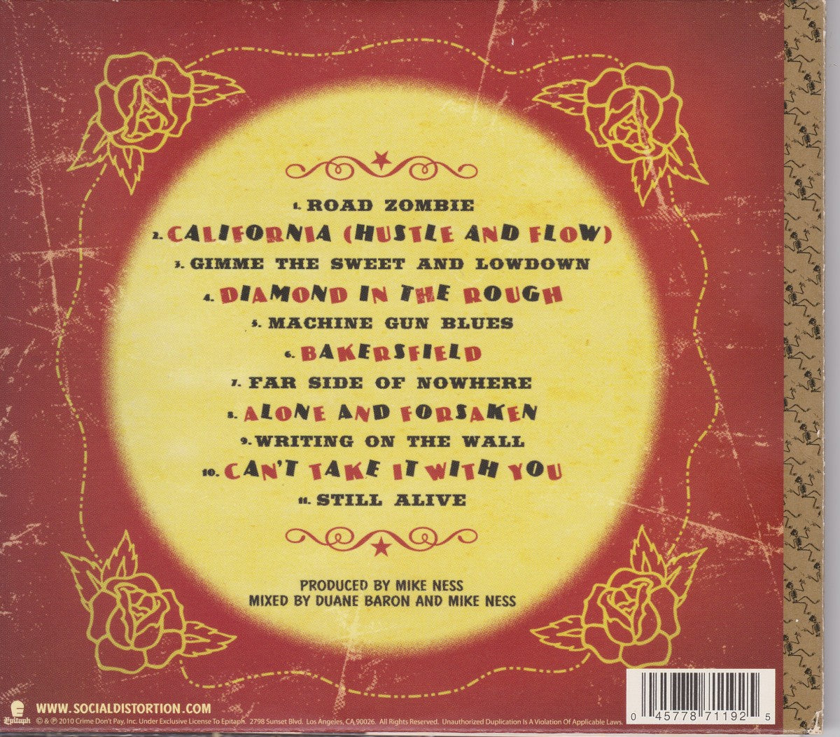Back Cover: Social Distortion – Hard Times and Nursery Rhymes (CD) CD | Relix