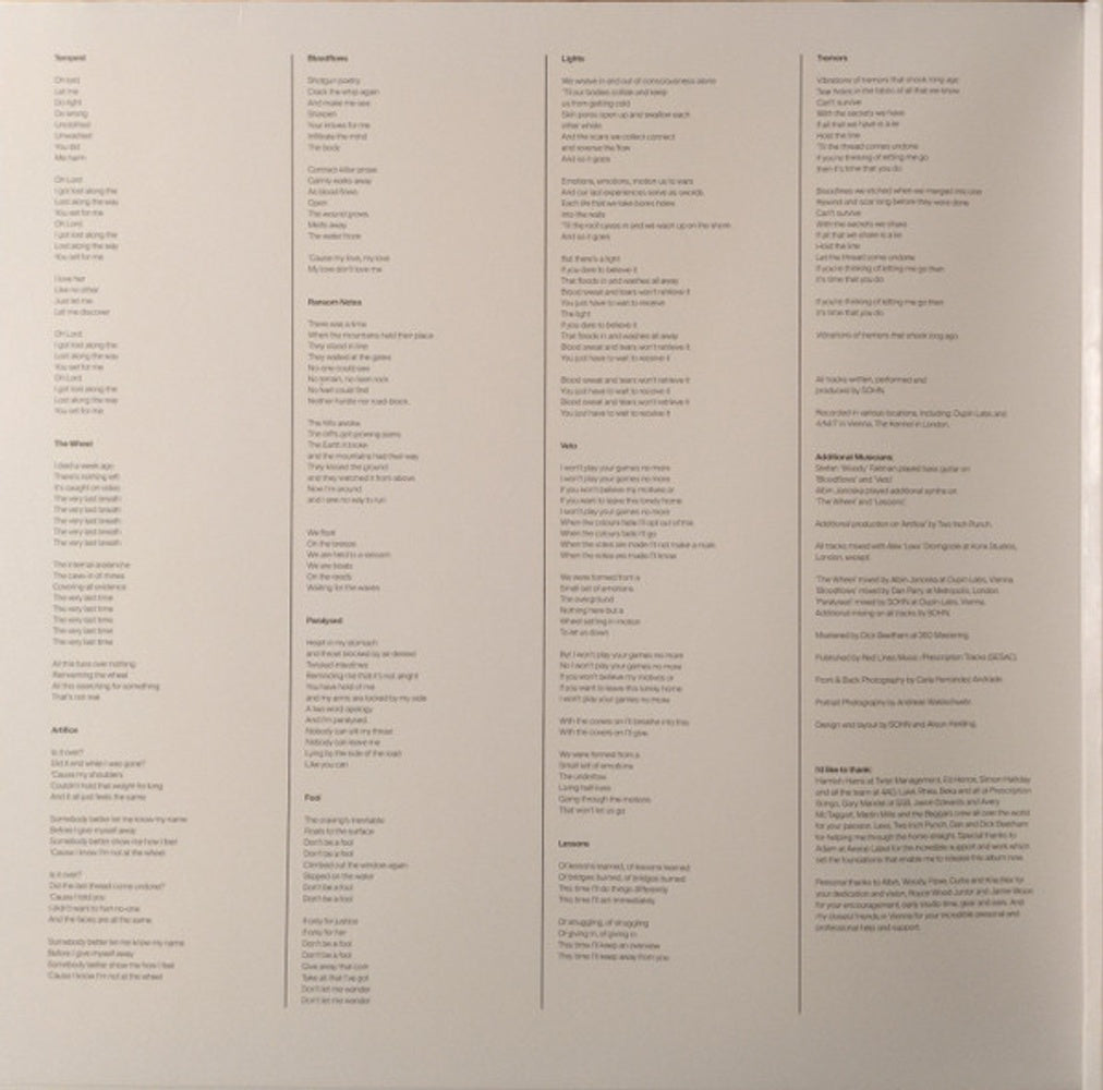 Back Cover: Sohn – Tremors Vinyl LP | Relix