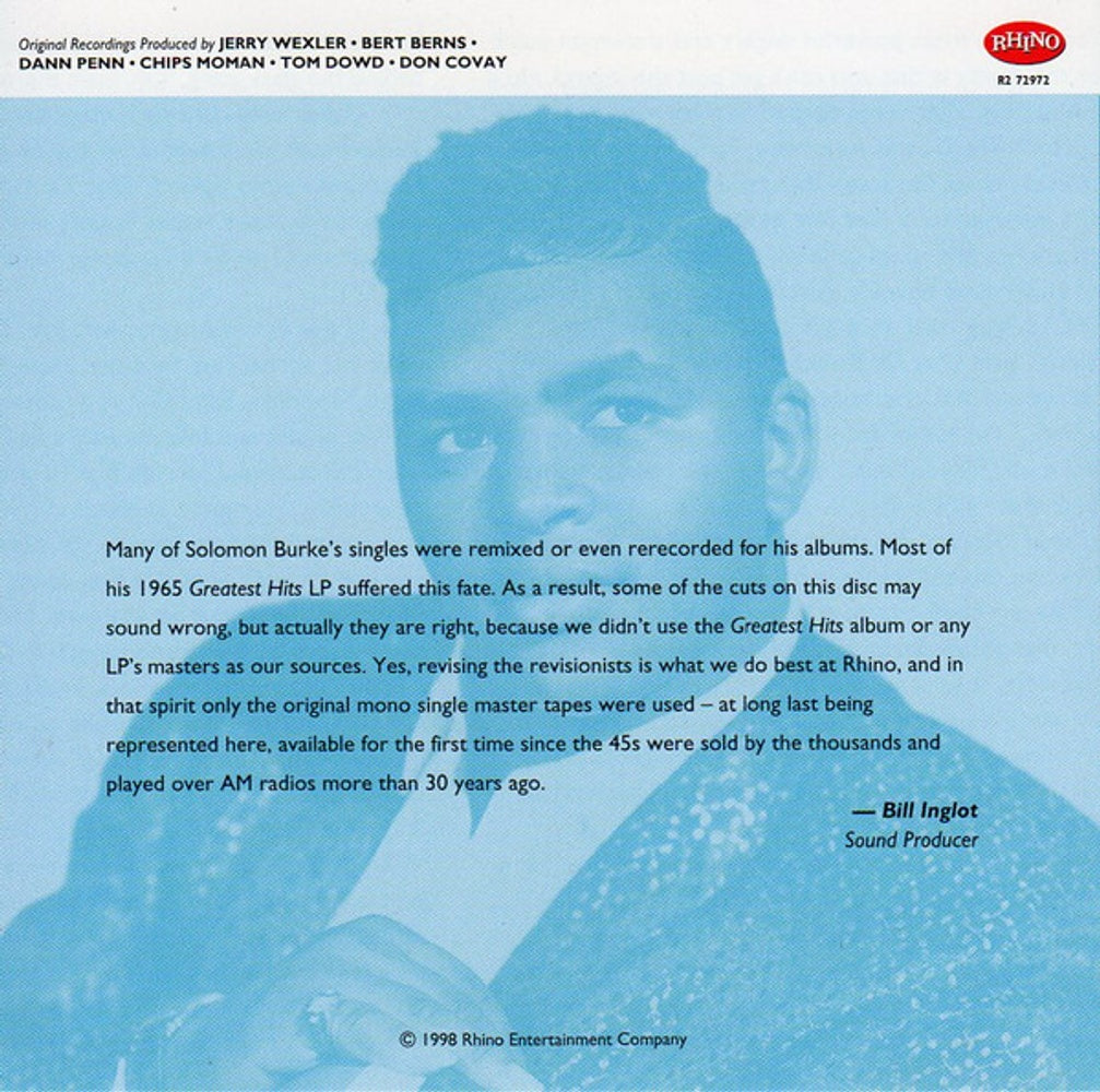 Back Cover: Solomon Burke – The Very Best Of Solomon Burke CD | Relix