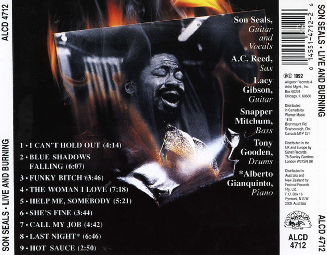 Back Cover: Son Seals – Live & Burning CD | Relix