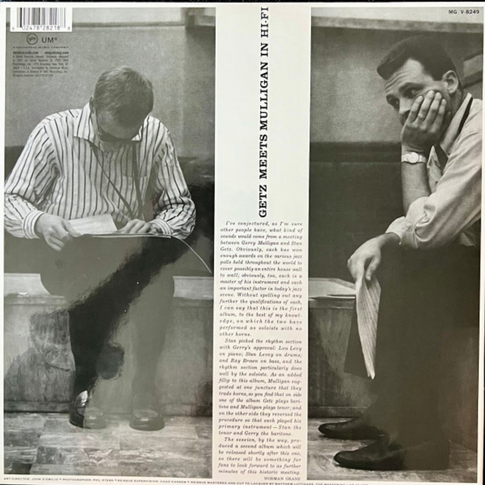 Back Cover: Stan Getz / Gerry Mulligan – Getz Meets Mulligan In Hi-Fi (180 Gram LP Vinyl) Vinyl LP | Relix