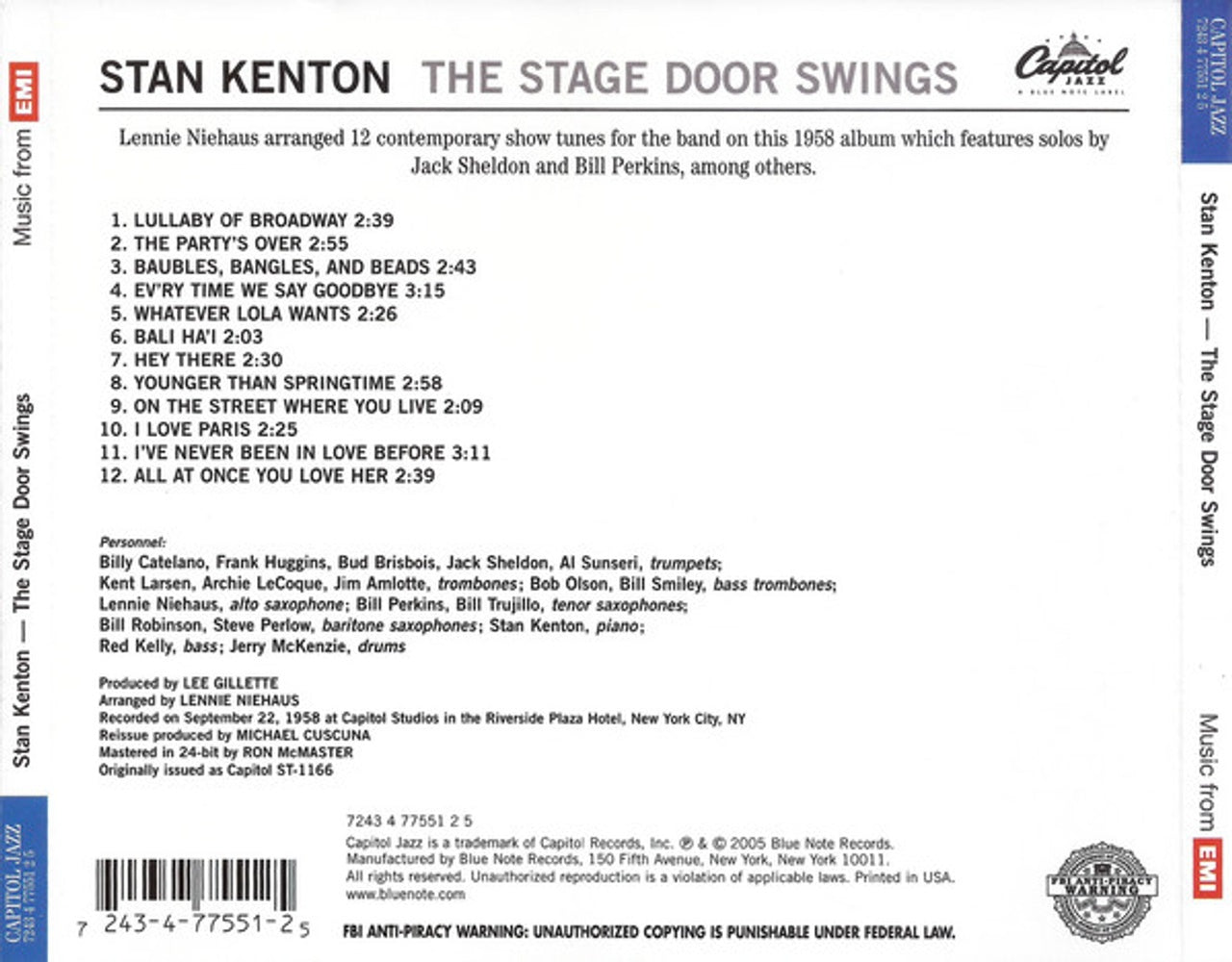 Back Cover: Stan Kenton – The Stage Door Swings CD | Relix