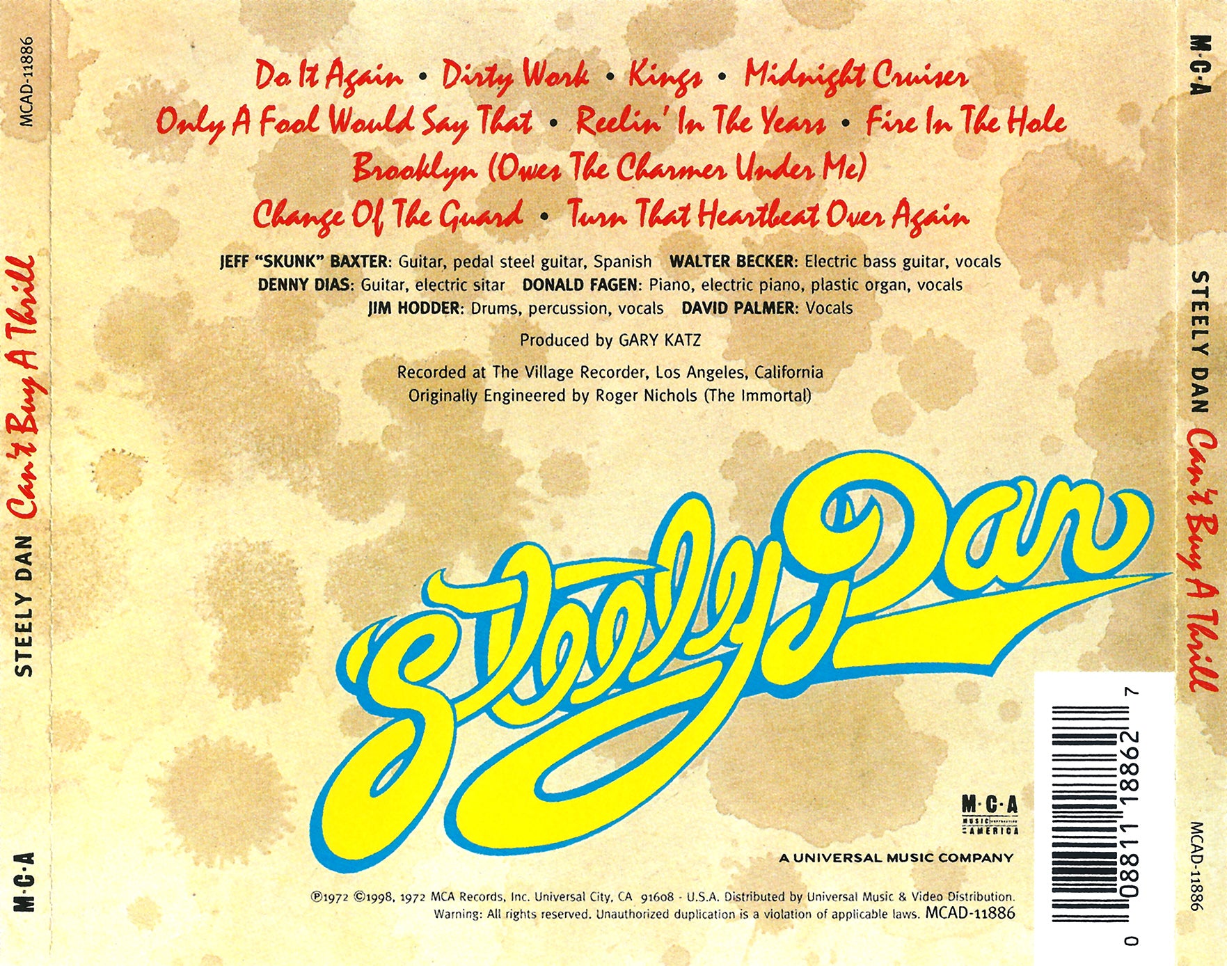 Back Cover: Steely Dan – Can't Buy A Thrill: Remastered CD | Relix