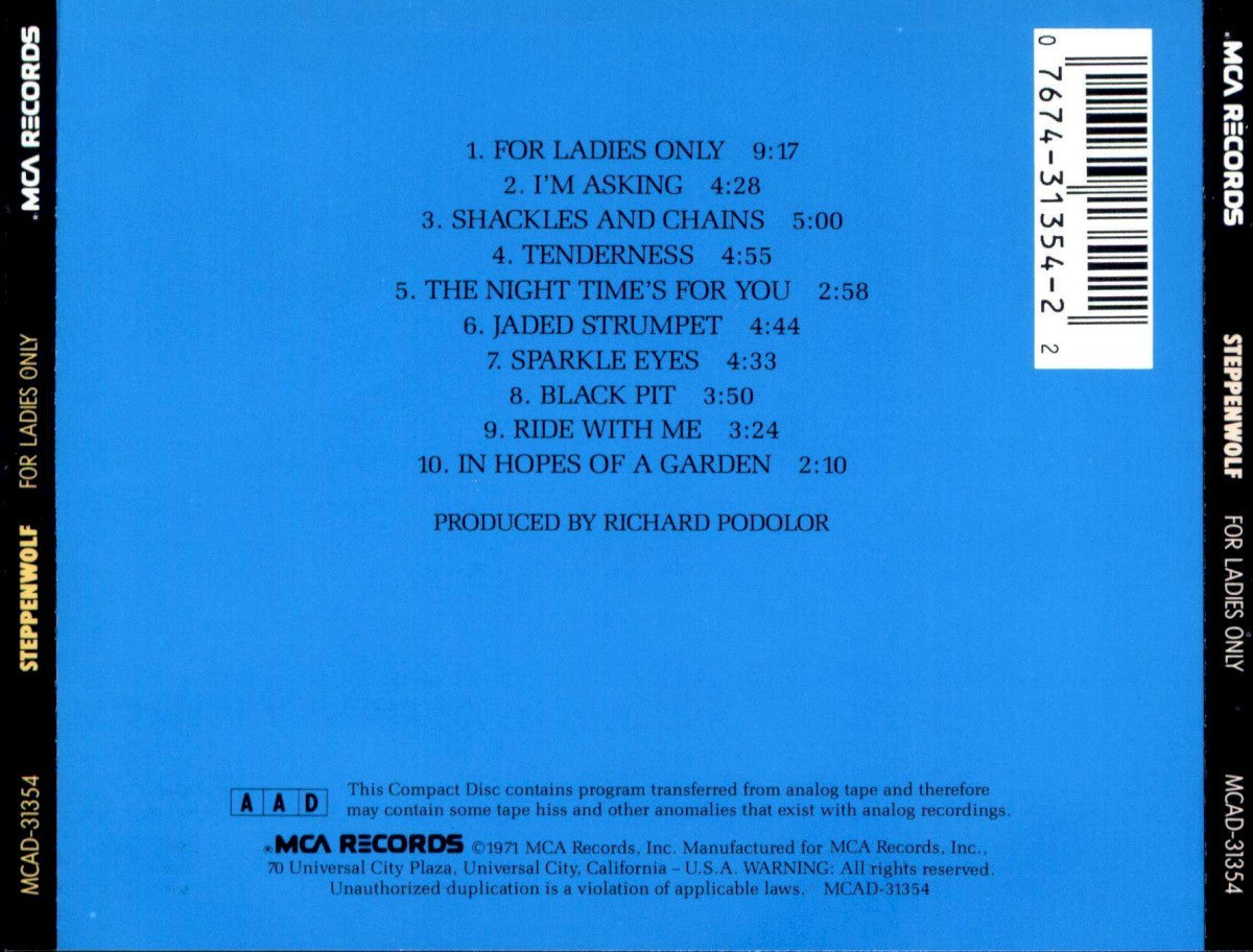 Back Cover: Steppenwolf – For Ladies Only CD | Relix