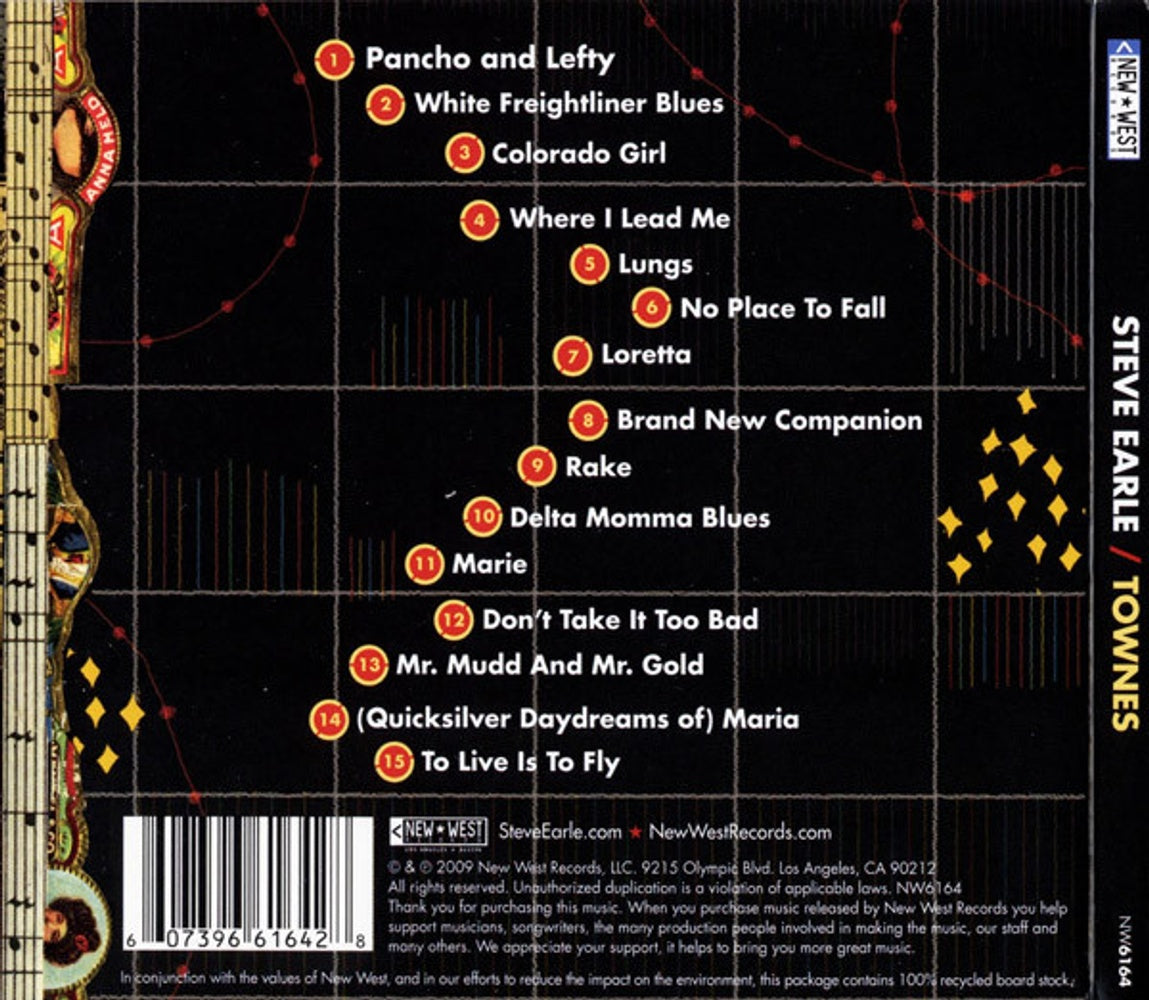 Back Cover: Steve Earle – Townes CD | Relix