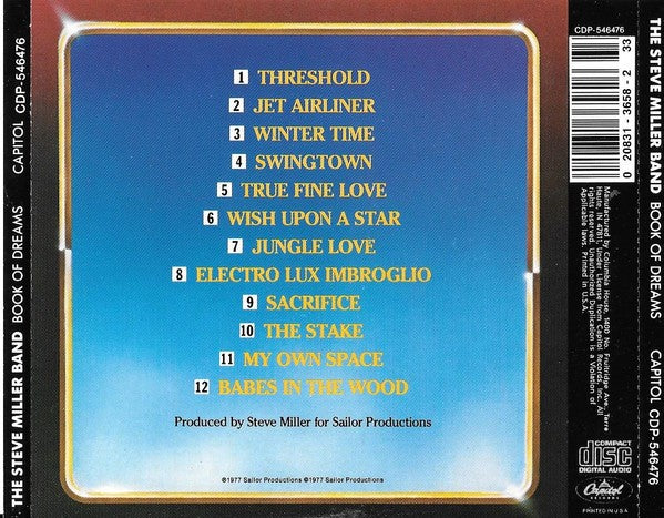 Back Cover: Steve Miller Band – Book Of Dreams Vinyl LP | Relix