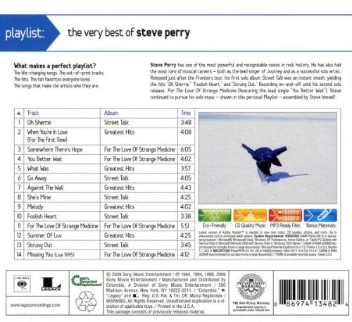 Back Cover: Steve Perry – Playlist: The Very Best Of Steve Perry CD | Relix