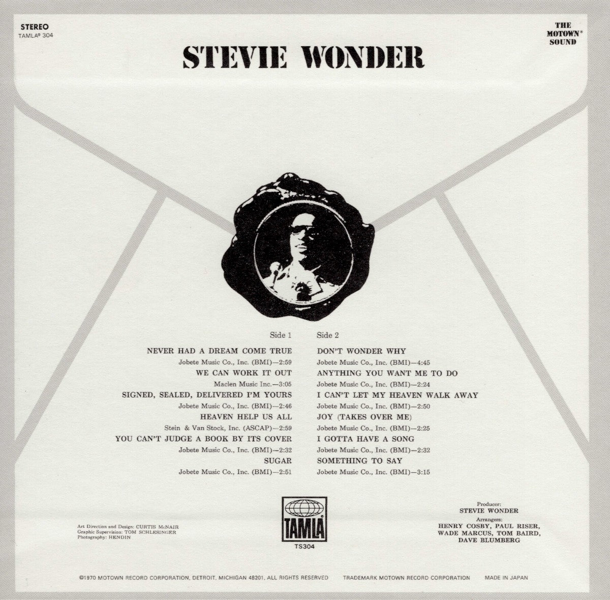 Back Cover: Stevie Wonder – Signed, Sealed And Delivered Vinyl LP | Relix