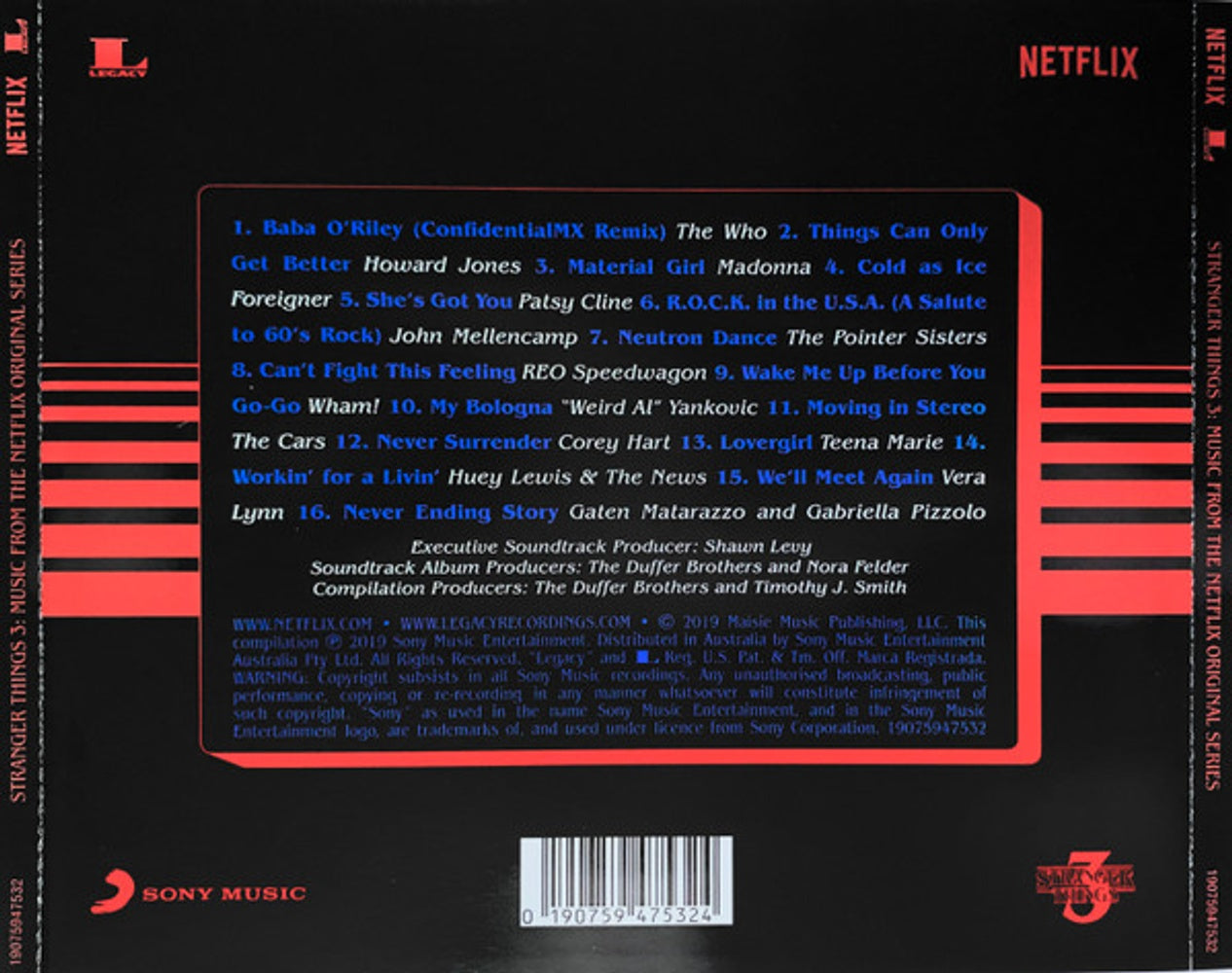Back Cover: Stranger Things [TV Series] – Stranger Things 3 (Music From the Netflix Original Series CD) CD | Relix