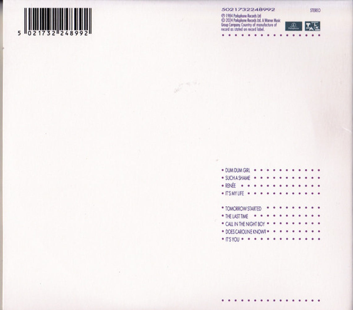 Back Cover: Talk Talk – It's My Life (1997 Remaster, Remastered CD) CD | Relix