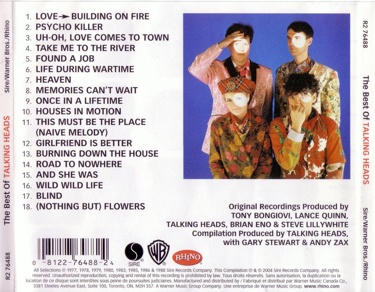 Back Cover: Talking Heads – Best of the Talking Heads CD | Relix