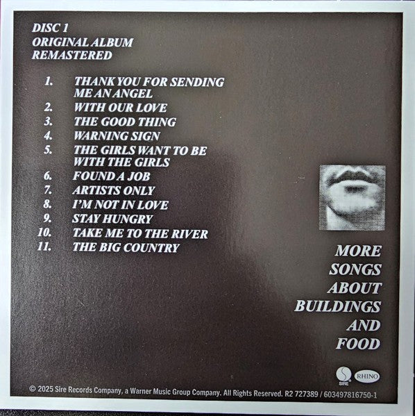 Back Cover: Talking Heads – More Songs About Buildings And Food (Deluxe, Wbr CD) CD | Relix