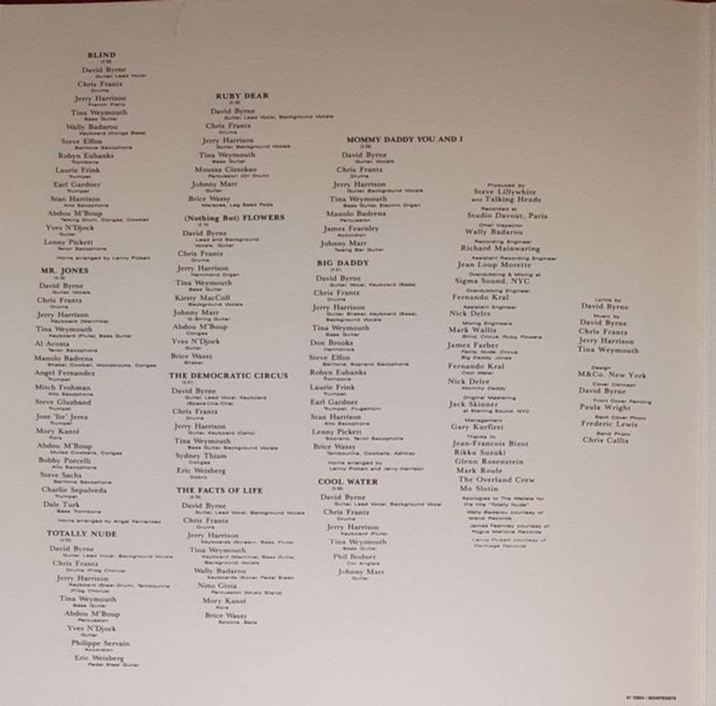 Back Cover: Talking Heads – Naked (Rocktober 2023 Opaque Purple LP Vinyl) Vinyl LP | Relix