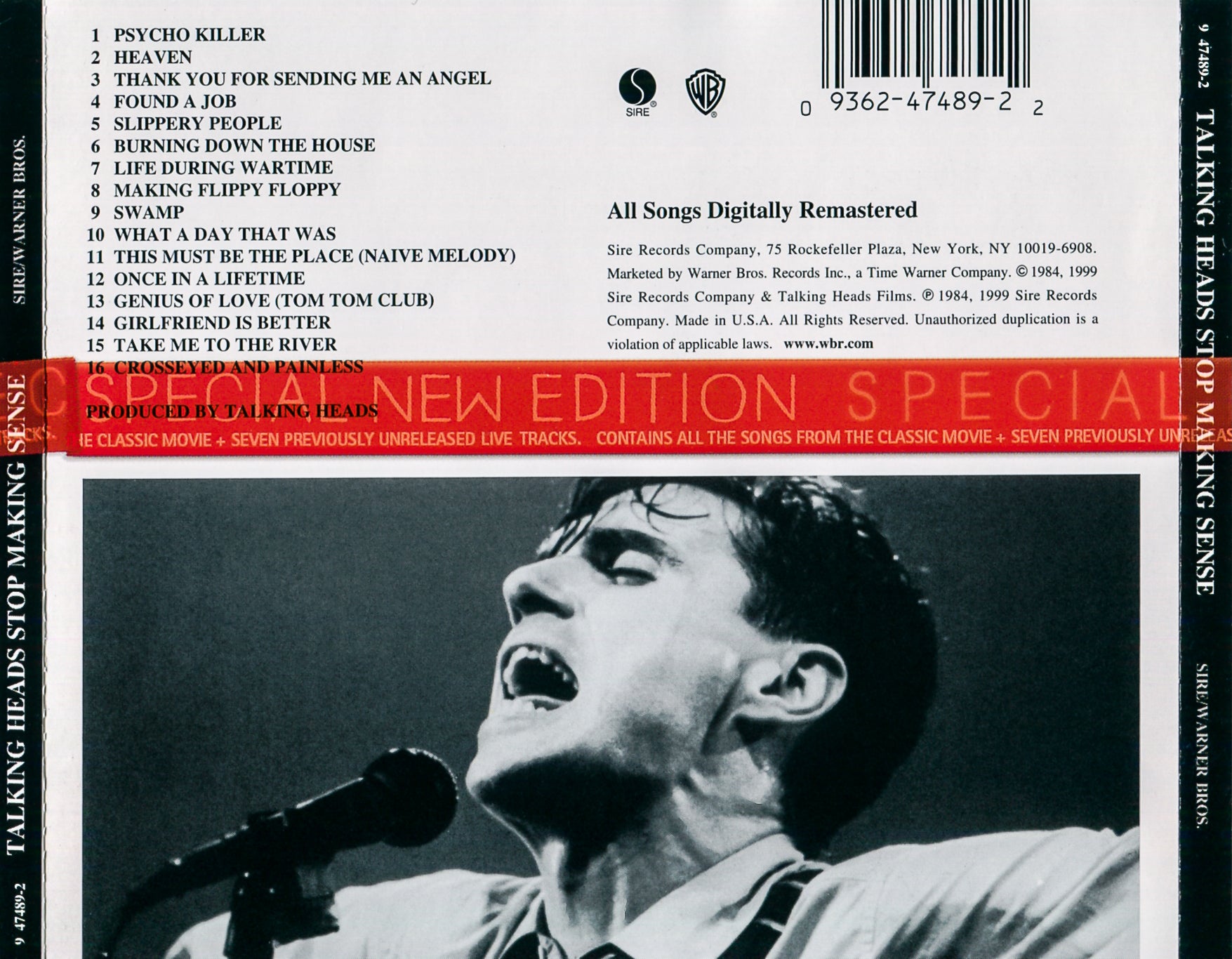 Back Cover: Talking Heads – Stop Making Sense CD | Relix