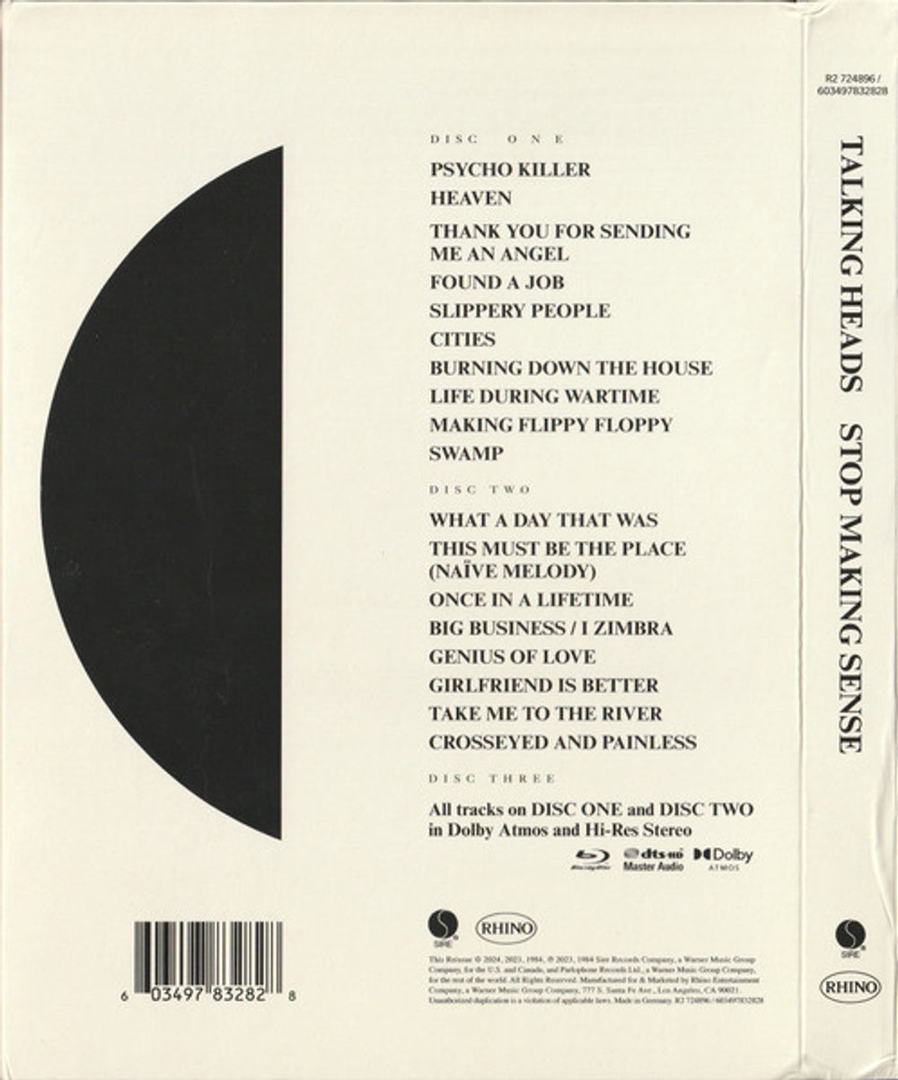 Back Cover: Talking Heads – Stop Making Sense (Deluxe Edition, 2 CD and Blu-Ray) CD | Relix