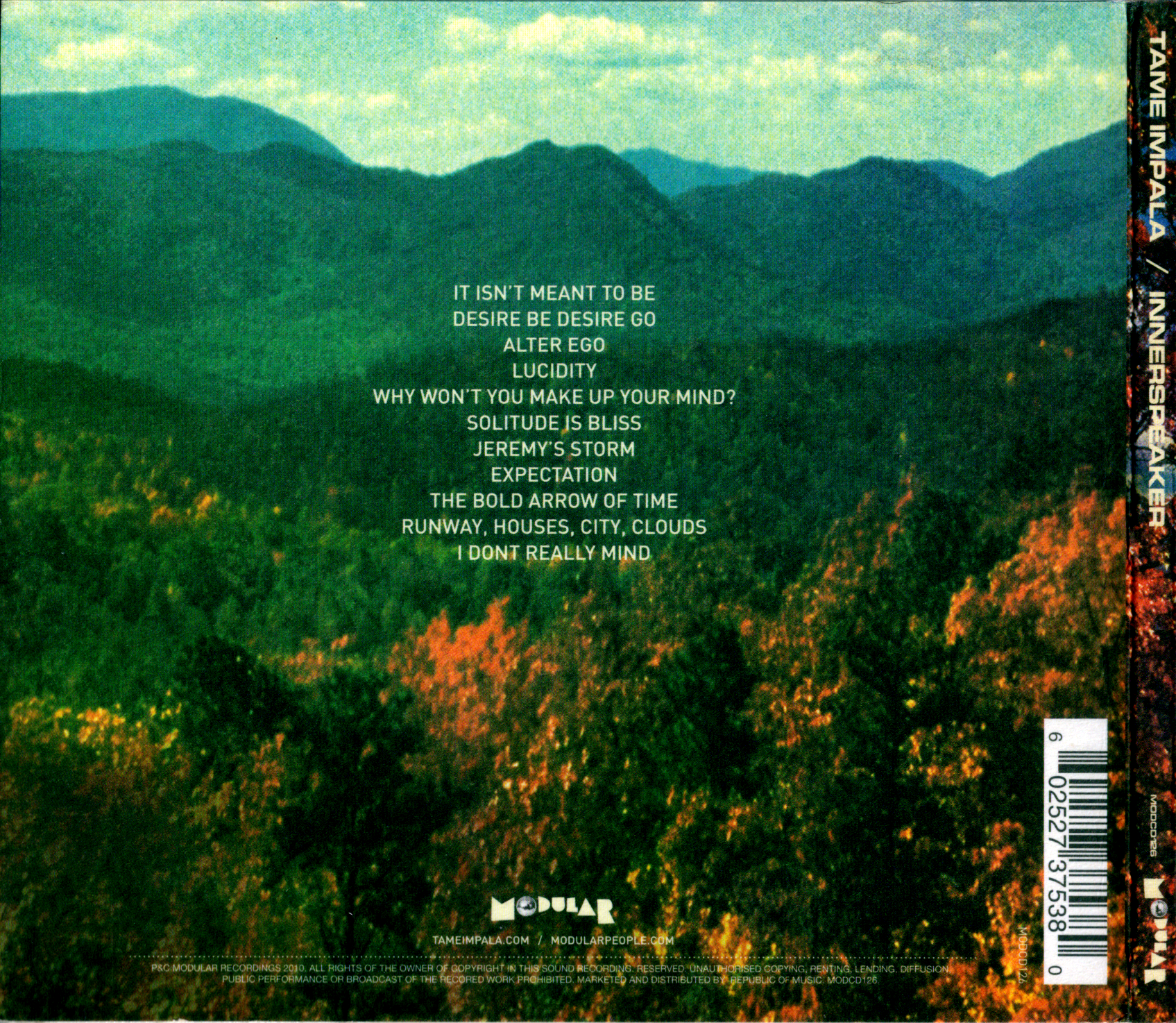 Back Cover: Tame Impala – Innerspeaker (2-CD) CD | Relix