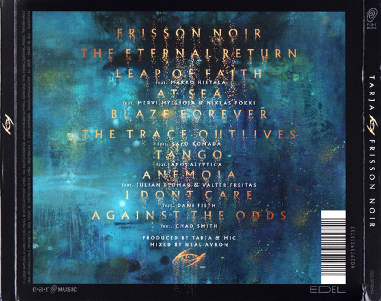 Back Cover: Tarja – Frisson Noir CD | Relix