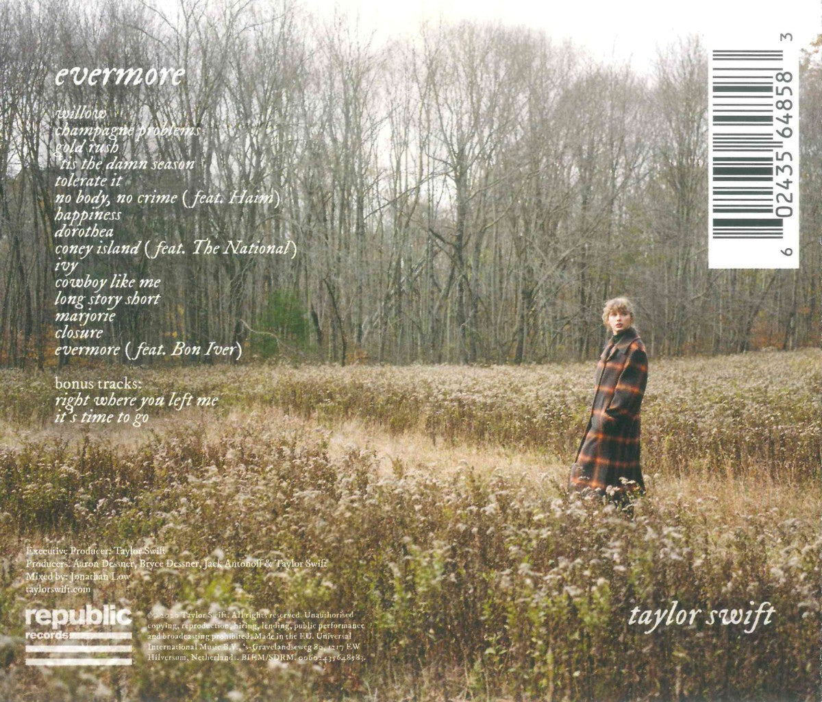 Back Cover: Taylor Swift – Evermore (CD) CD | Relix