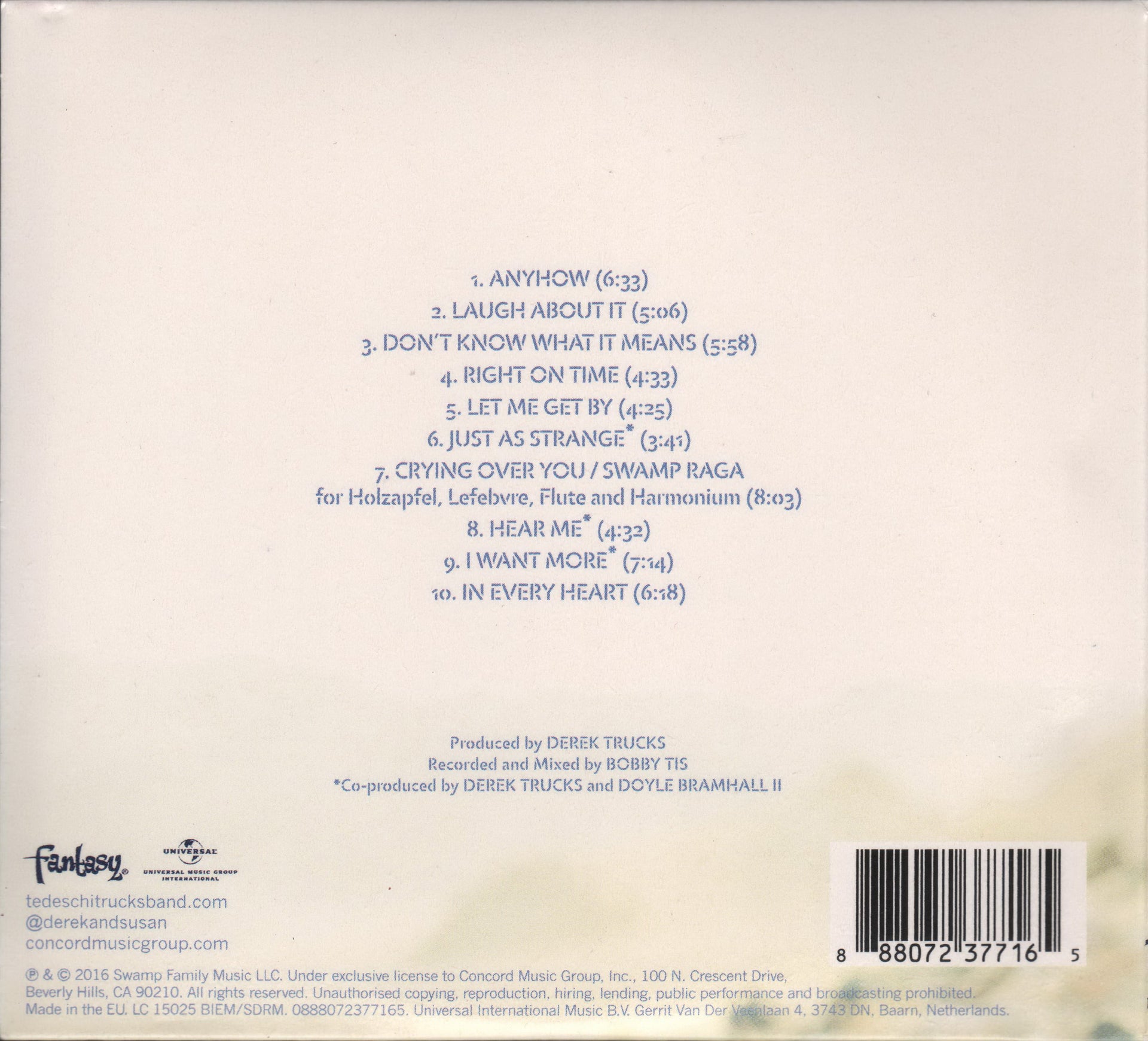 Back Cover: Tedeschi Trucks Band – Let Me Get By CD | Relix