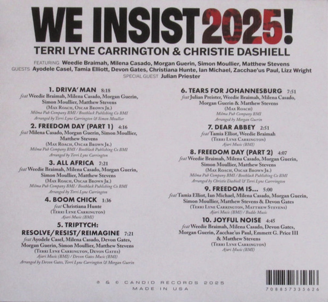 Back Cover: Terri Carrington  Lyne / Dashiell,Christie – We Insist 2025 CD | Relix
