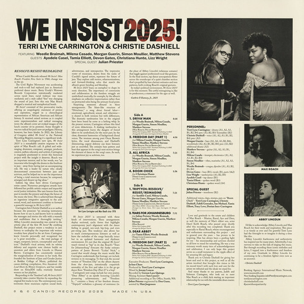 Back Cover: Terri Carrington  Lyne / Dashiell,Christie – We Insist 2025 Vinyl LP | Relix