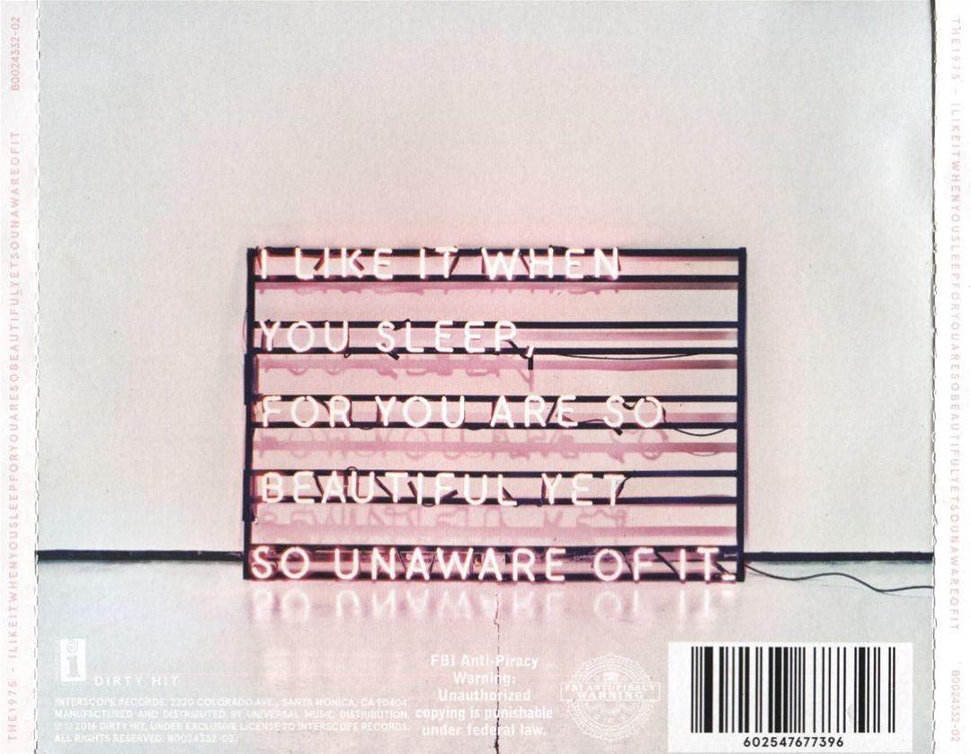 Back Cover: The 1975 – I Like It When You Sleep, For You Are So Beautiful, Yet So Unaware of It (CD) CD | Relix