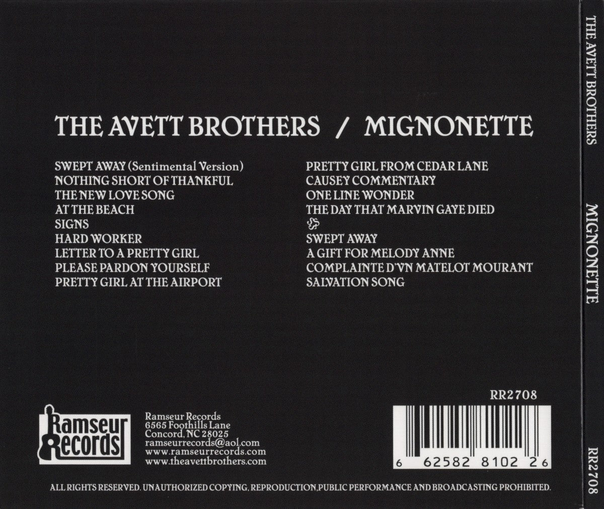 Back Cover: The Avett Brothers – Mignonette Vinyl LP | Relix