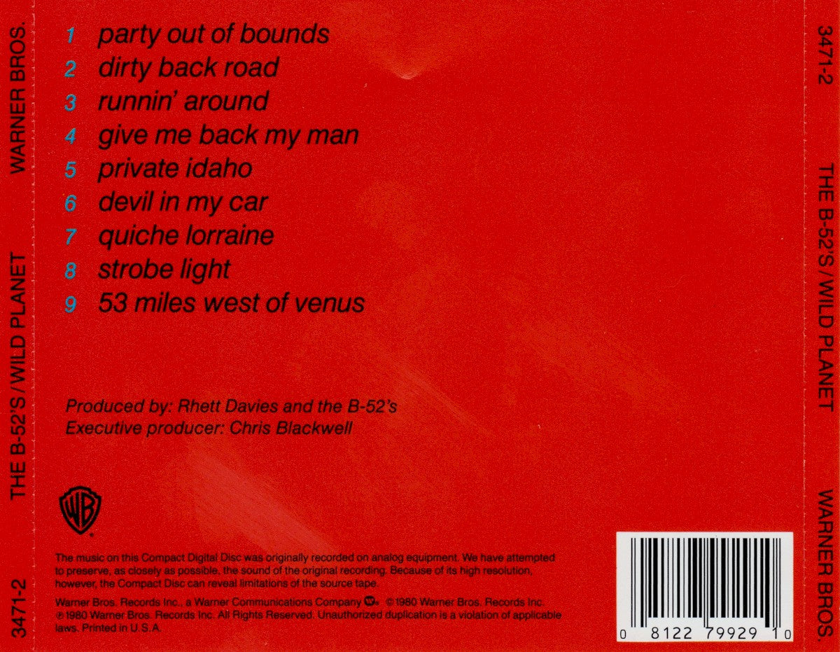 Back Cover: The B-52's – Wild Planet CD | Relix