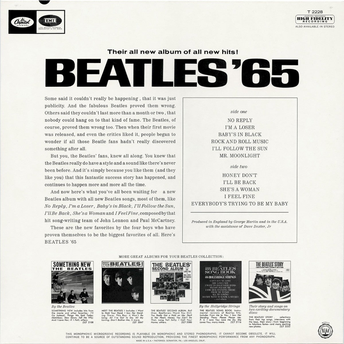 Back Cover: The Beatles – Beatles '65 - Vinyl LP | Relix