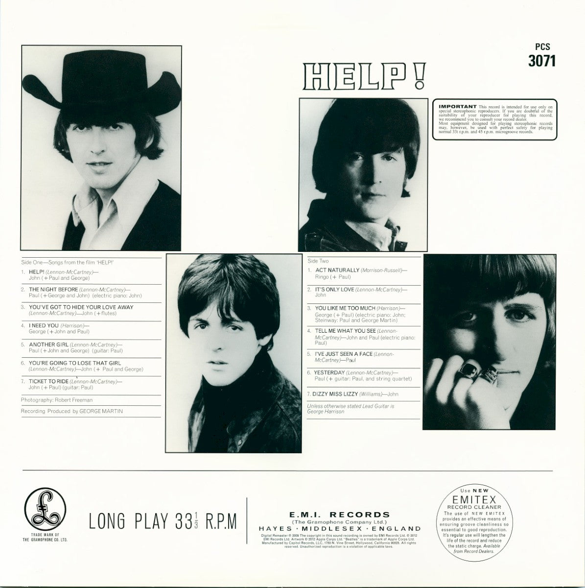 Back Cover: The Beatles – Help (Reissue, Remastered, 180 Gram LP Vinyl) Vinyl LP | Relix
