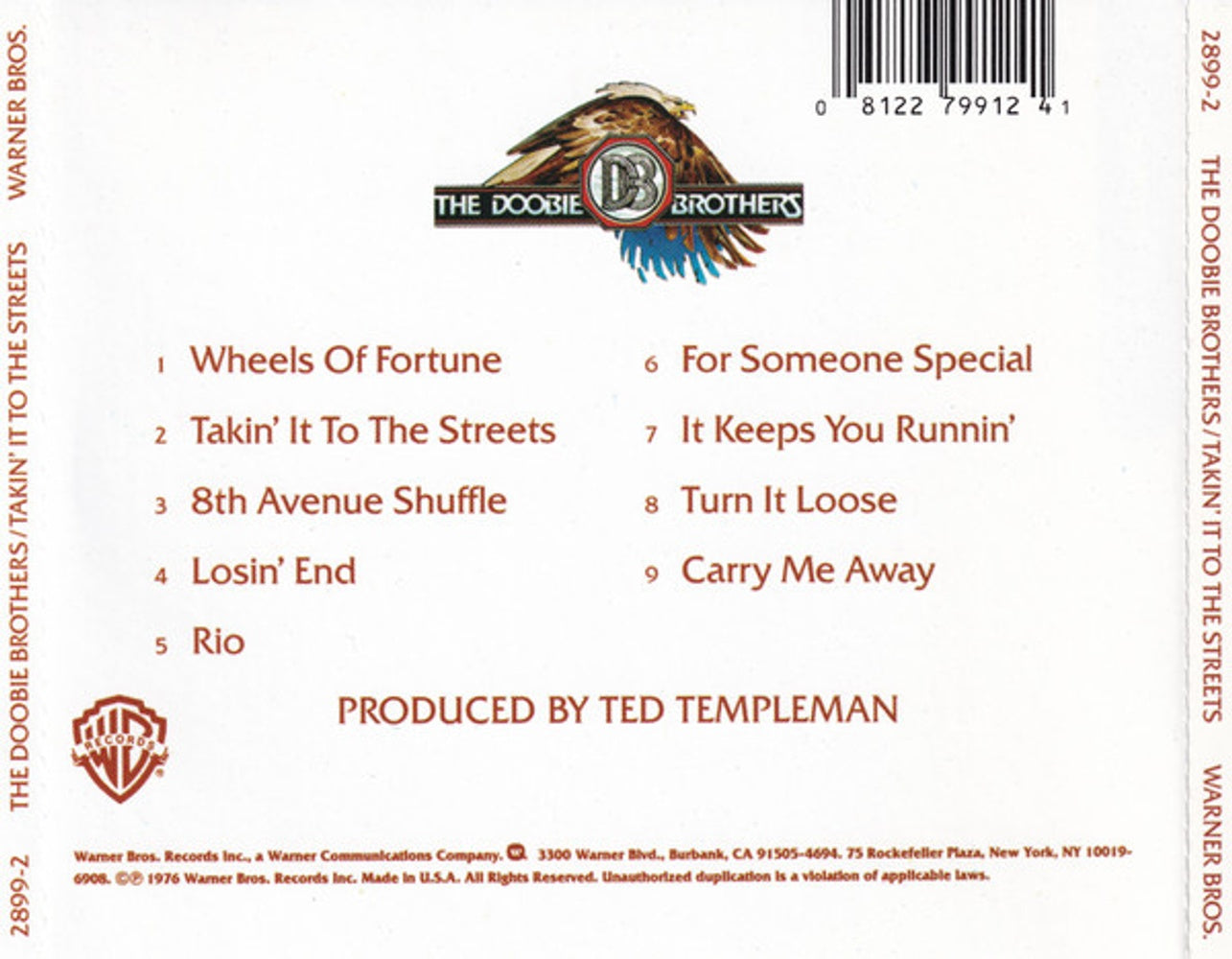 Back Cover: The Doobie Brothers – Takin It to the Streets CD | Relix