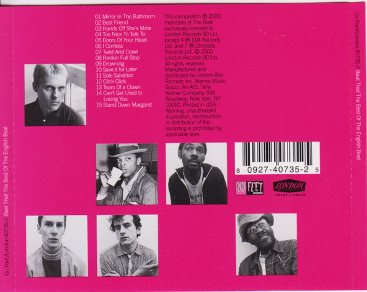 Back Cover: The English Beat – Beat This-Best of the English Beat CD | Relix
