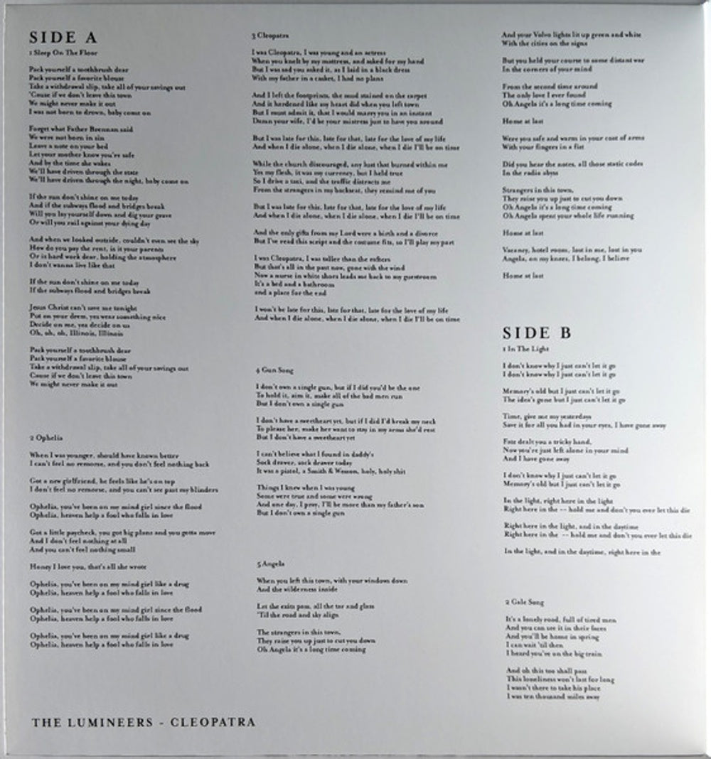 Back Cover: The Lumineers – Cleopatra (Deluxe LP Vinyl) Vinyl LP | Relix