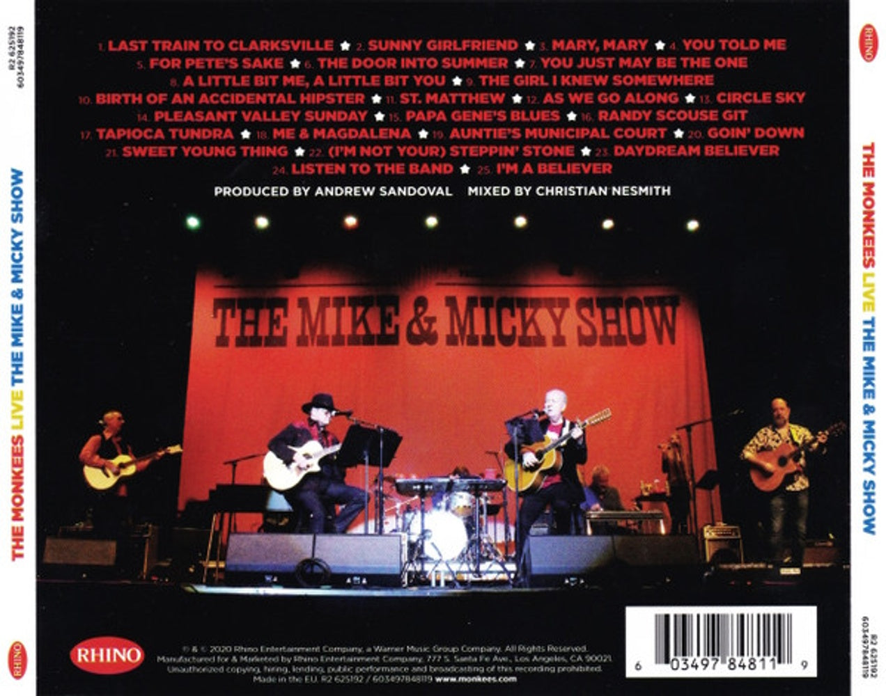 Back Cover: The Monkees – Mike And Micky Show Live CD | Relix