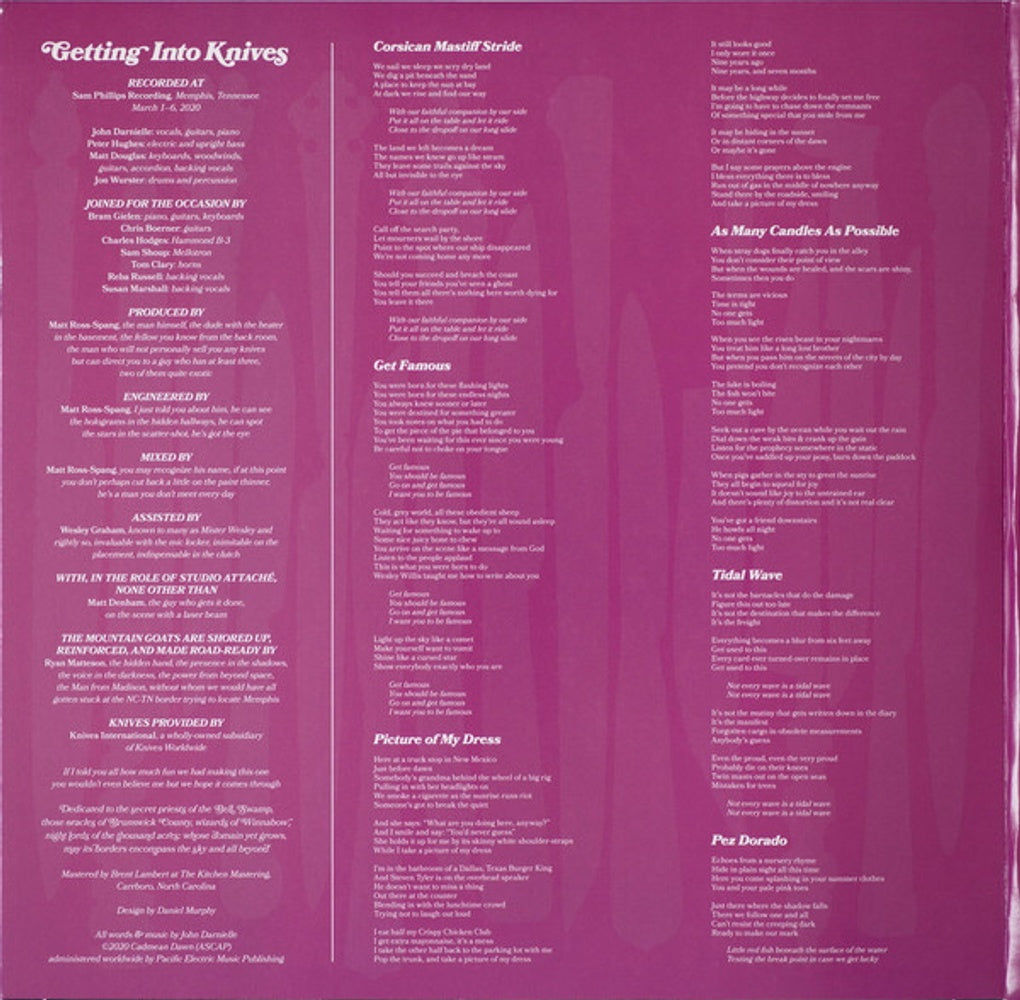 Back Cover: The Mountain Goats – Getting Into Knives Vinyl LP | Relix