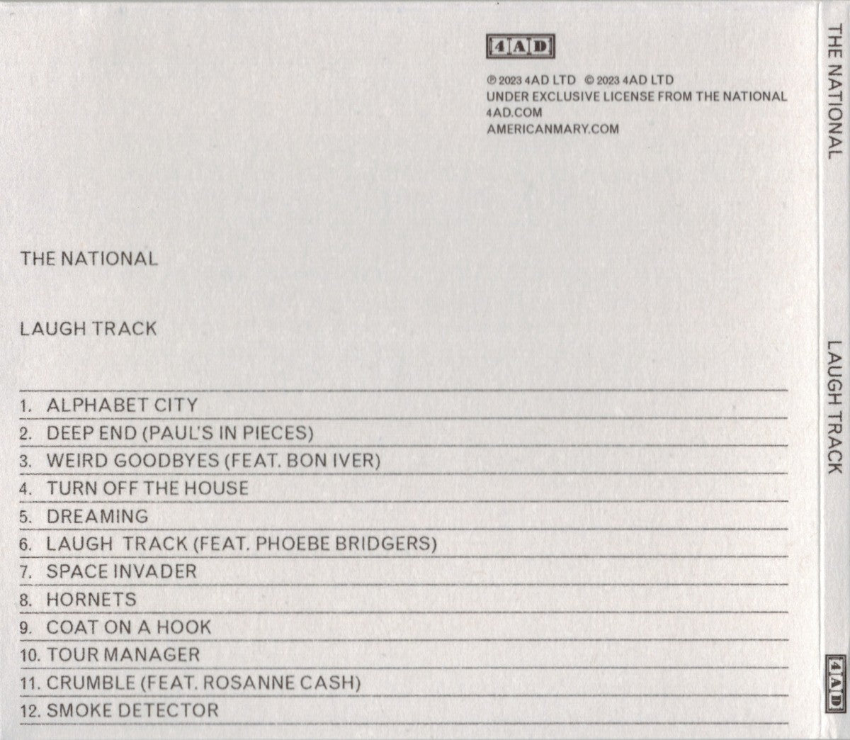 Back Cover: The National – Laugh Track CD | Relix