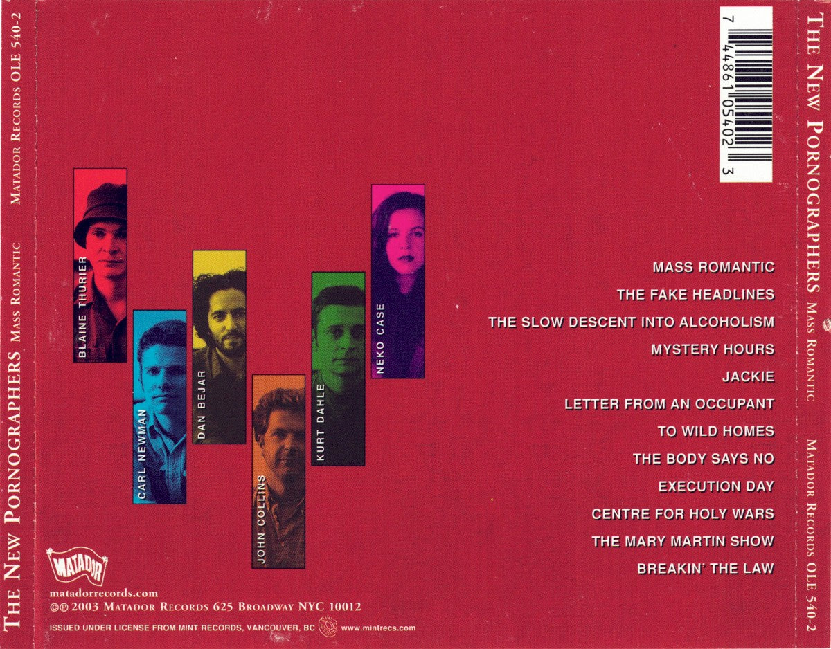 Back Cover: The New Pornographers – Mass Romantic CD | Relix