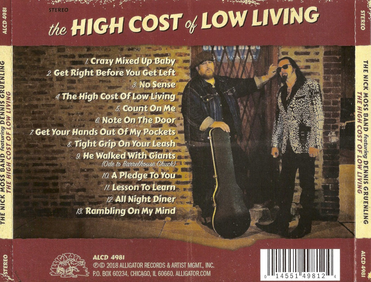 Back Cover: The Nick Moss Band – High Cost Of Low Living CD | Relix