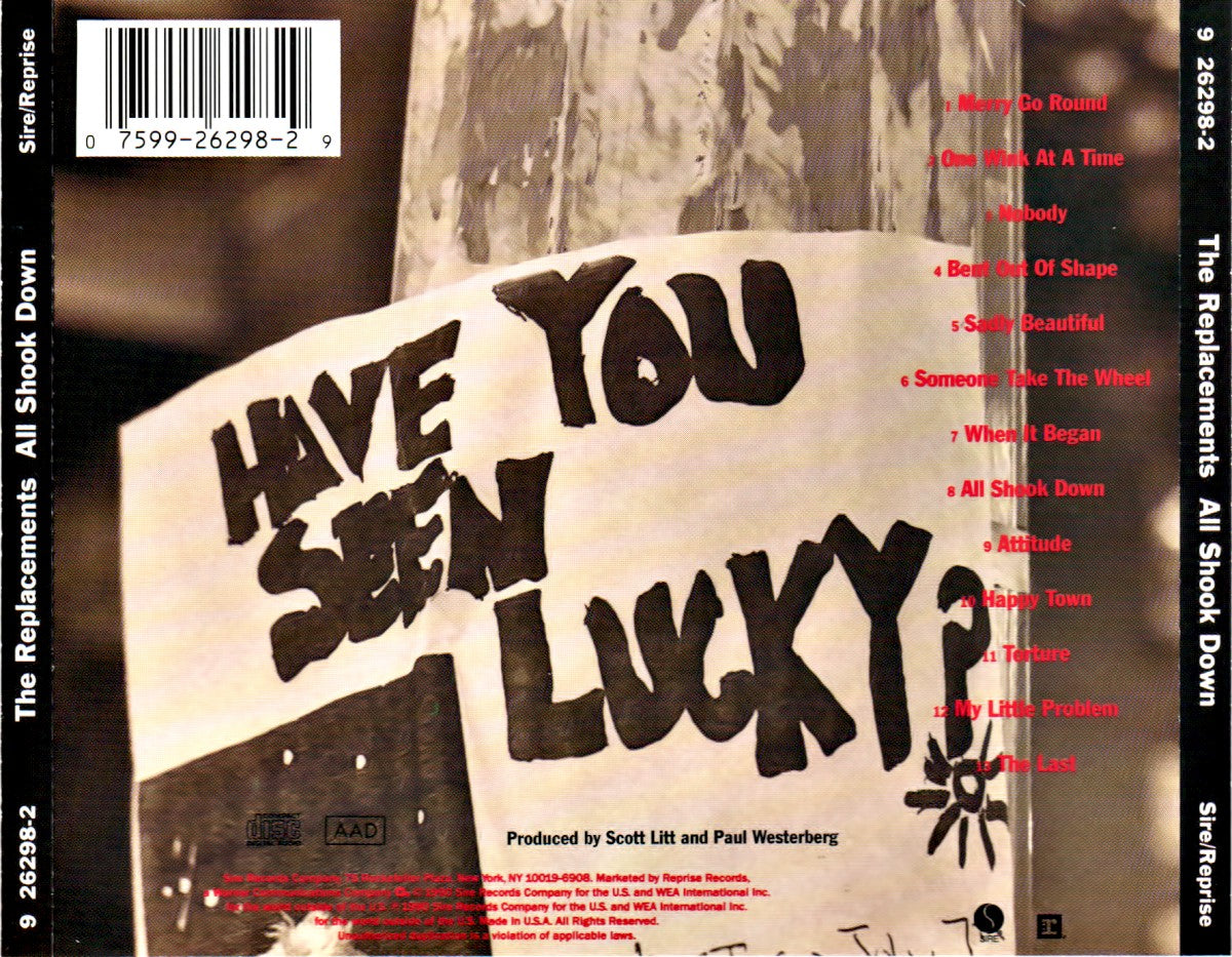 Back Cover: The Replacements – All Shook Down CD | Relix