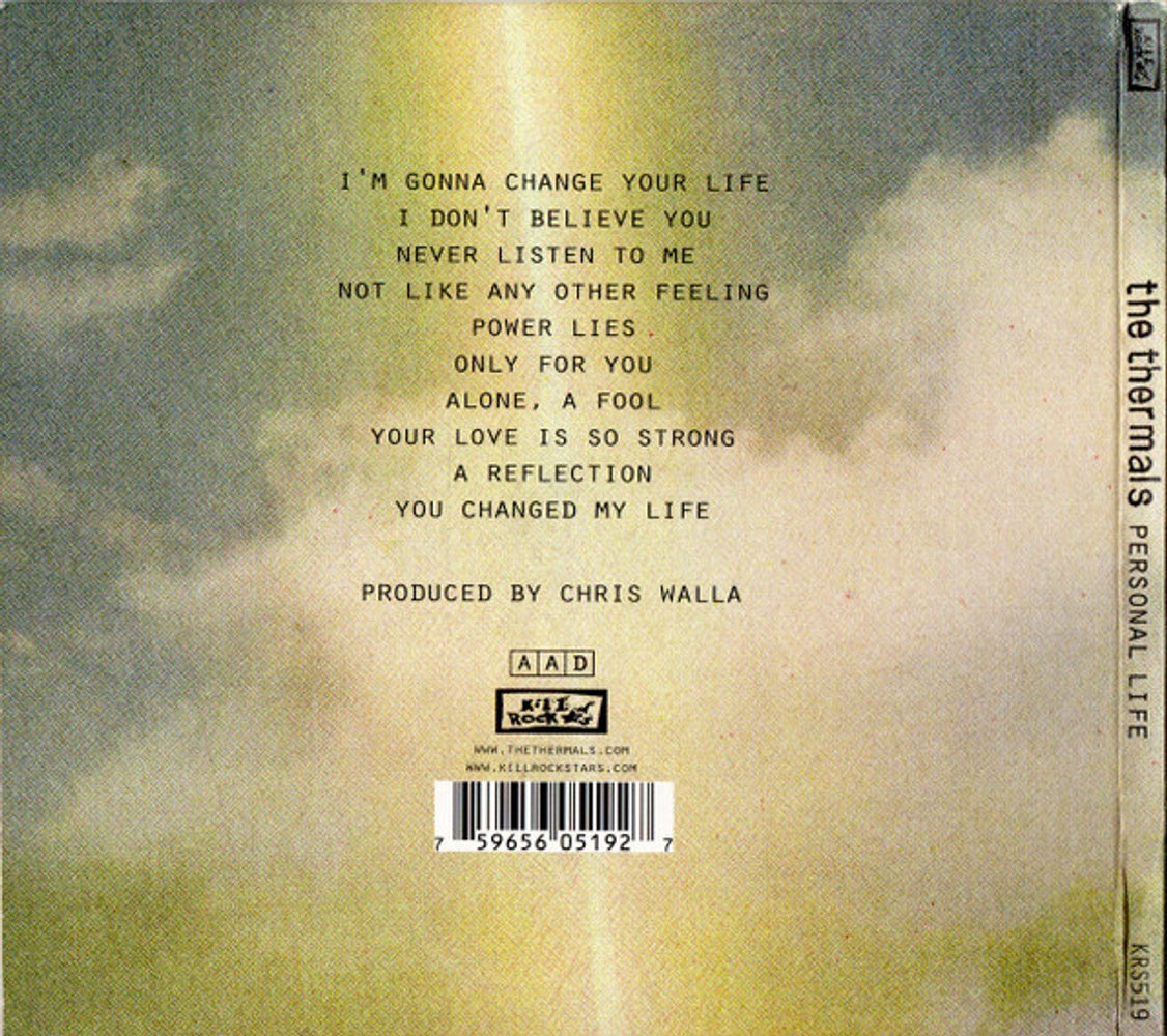 Back Cover: The Thermals – Personal Life CD | Relix