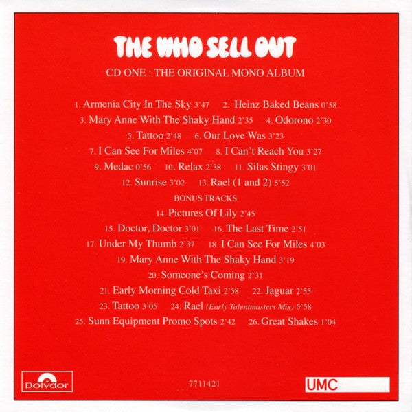 Back Cover: The Who – The Who Sell Out: Deluxe Edition (5 CD + 2 7in Singles Box Set) CD | Relix