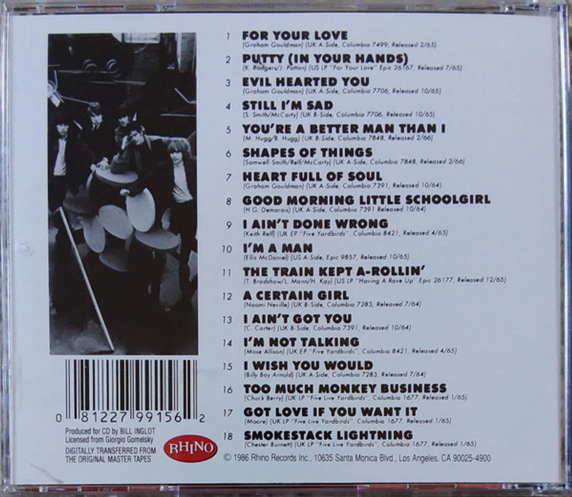 Back Cover: The Yardbirds – Greatest Hits, Vol. 1: 1964-1966 CD | Relix